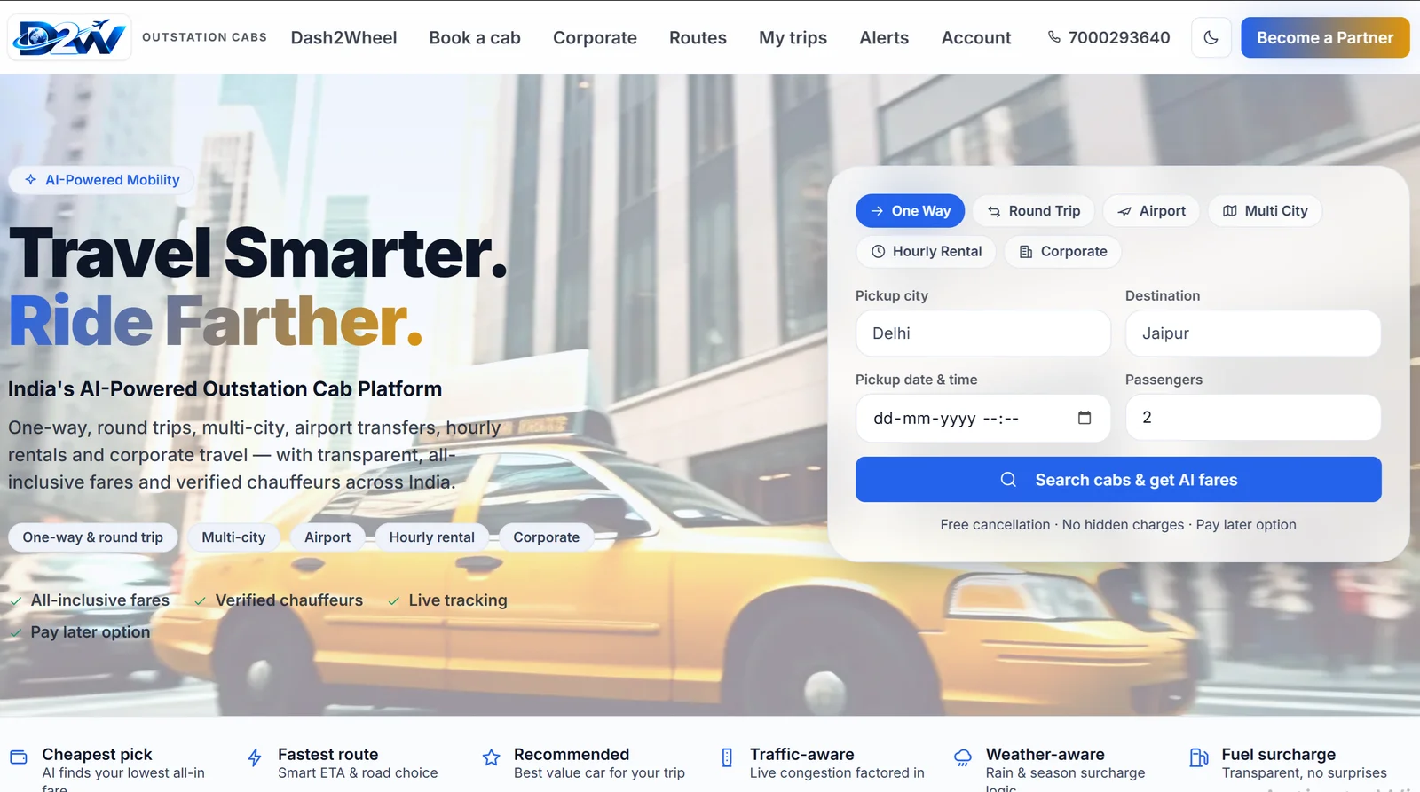 D2W Mobility — Cab booking