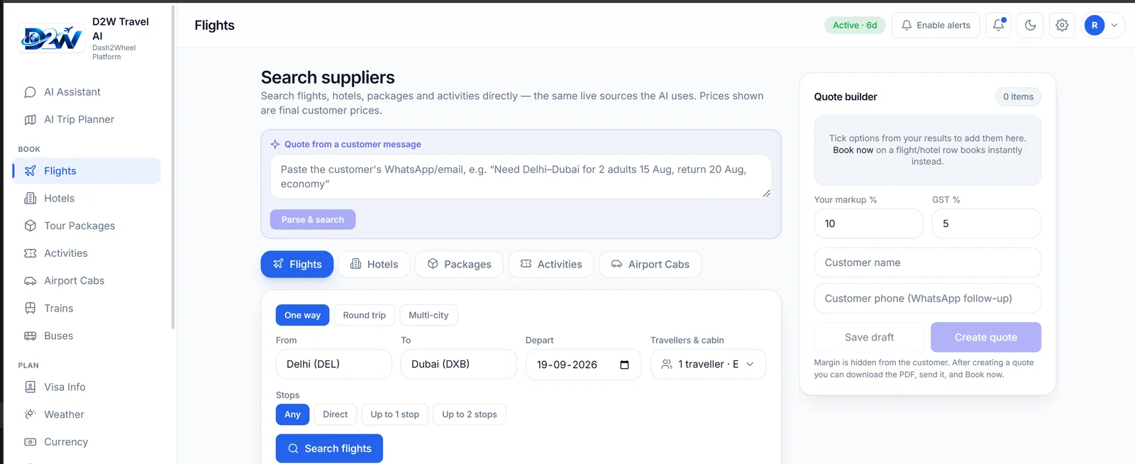D2W Mobility — Travel AI