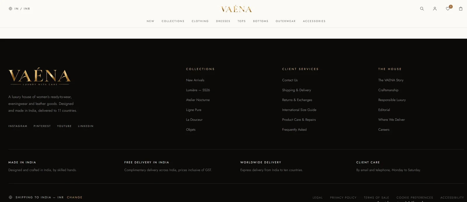 Vaena Luxury — Inside the storefront